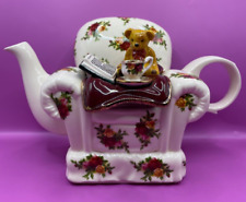 Rare VTG Royal Albert Paul Cardew Old Country Roses Teddy Bear Arm Chair Teapot picture