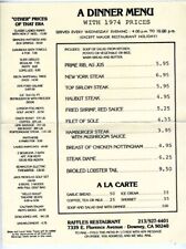 Raffles Restaurant Dinner Menu 1974 Prices Florence Ave Downey California  picture