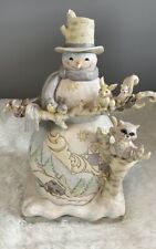 Jim Shore White Woodland Snowman Statue Large 18” 4058733BS RARE- BRAND NEW picture