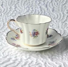 Vintage Regency Teacup And CRACKED Saucer Bone China Floral Gold Trim England picture