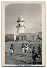 c1940's Kids Playing Smiling Scene at The Mosque Djibouti East Africa Postcard picture