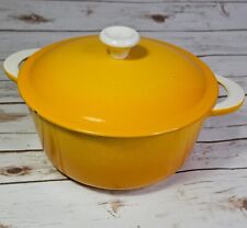 Vintage Descoware 3.5qt Cast Iron Dutch Oven Mustard Yellow Made in Belgium  picture
