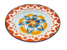 Vintage Porcelain Enamel Dish Plate Antique Colorful Design Handmade Plate 9.5