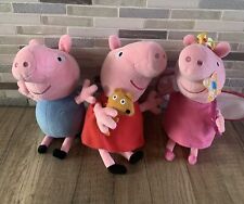 Lot of 3 Ty Peppa Pig w/ Bear - Fairy Princess - and George Plush  dolls picture