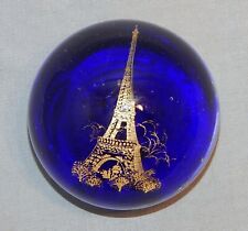 Antique Glass Paperweight Gold leaf Painted Eiffel Tower picture
