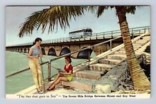 Miami FL- Florida, The Seven Mile Bridge, Antique, Vintage c1957 Postcard picture