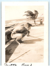 Vintage Photo 1947 Post WW2 Daytona Honeymoon, Shirtless Shuffle Board ,3.5x2.5 picture