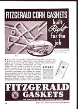 1936 Print Ad Fitzgerald Cork Gaskets picture