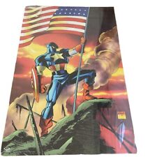 NEW SEALED Vintage 2001 Captain America Poster USA Flag Super Hero Marvel Comics picture