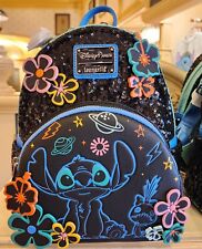 NEW 2024 Disney Parks Loungefly Stitch Neon Sequin Stars Backpack Experiment 626 picture
