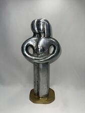VINTAGE PEWTER BRASS CONTEMPORARY SCULPTURE ART MOTHERHOOD FAMILY LETS TANGO picture