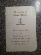 Vintage The Mass on the Day of Marriage 1956 Milwaulee Wisconsin Booklet picture