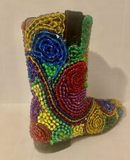 Hand Beaded Cowboy|Cowgirl Boot Southwestern Art  Home Decor| Hand Crafted picture