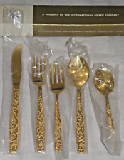 NEW International Silver (IS) Golden Scroll Gold-Plated 5 Pc Place Setting picture