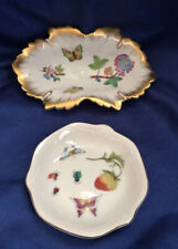 Herend Hungary Leaf Dish Trinket Bowl 7724 Butterfly Floral Gold Gild + Dish picture