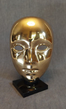 Decorative Brass Mask, Face Art Deco on Black Stand picture