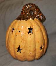 Ceramic Decoration - Pumpkin, Small Round w/Stars; Lighted picture
