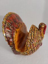 Turkey Napkin Holder Glazed Handmade Ceramic 1984 Vintage Thanksgiving Decor picture
