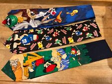 VINTAGE NOVELTY TIE LOT MICKEY MOUSE, LOONEY TUNES & M&M’S ( QTY 3 ) PREOWNED picture