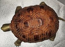 Vintage Sarreid Italian Carved Wood and Cut Brass Turtle  picture