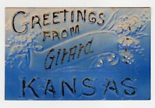 Greetings From Girard Kansas Embossed c1910 Postcard picture