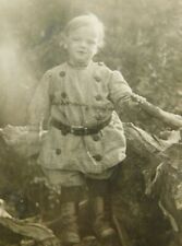 Cute Young Child Baby Boy Ray Outdoors Poofy Clothes Real Photo Vintage Postcard picture