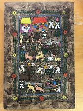 RARE VTG Felix Venancio R. Amate Paintings on Mexican Amate Bark Paper mounted. picture