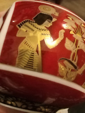 Vintage porcelain French limoges FM Egypt red heavy gold black unusual cup mug picture