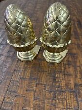 Pair Vintage Brass /Artichoke/Acorn?  Bookends Lacquered 7 Inches made in India picture