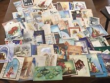 Huge Vintage Christmas Holiday Greeting Card Lot of 120 USED 60s 70s Craft Lot picture