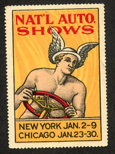 National AUTOMOBILE / AUTO SHOW ~NEW YORK & CHICAGO~ Great Poster Stamp,  c 1920 picture