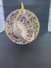 Royal Stafford GOLDEN BRAMBLE PURPLE BERRIES Tea Cup & Saucer with 22k Gold Trim picture
