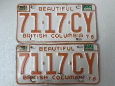 1976 Beautiful British Columbia License Plate Pair 71-17-CY Collectible 77 Tags picture
