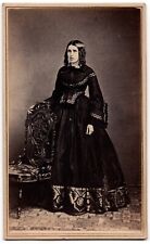 ANTIQUE CDV CIRCA 1860s MISS GILLETT GORGEOUS LADY CIVIL WAR ERA SALINE MICHIGAN picture