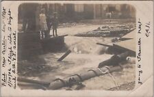 Street Flood Scene New Berlin New York 1906 Kids Dog RPPC Photo Postcard picture