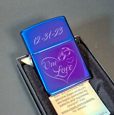 Custom Photo Engraved Indigo Zippo Lighter 29899, Personalized with photo & Text picture