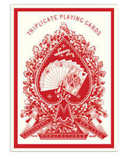 1876 Andrew Dougherty No.18 Triplicate Dragon Red Playing Cards Restoration picture