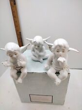 3 Vtg Hand Painted gold trim Angels marked Crown over S. Stunning estate sale. picture