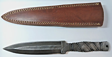 11.75 Inch Olga Nelek Custom All Damascus Steel Knife Handle w/ Leather Sheath picture