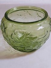 VTG EO BRODY GREEN CRINKLE TEXTURED GLASS FLOATING CANDLE HOLDER  5 x 5.5 G 108  picture