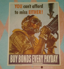 Original WWII Propaganda War Bonds Air Force Treasury Dept 1944 Can't Afford picture