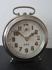 ANTIQUE JAZ ART DECO ALARM CLOCK WITH CHROME CASE MADE IN FRANCE WORKING picture