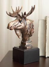 Ebros Rustic Western Bull Moose Bust Statue In Bronze Electroplated Resin Finish picture