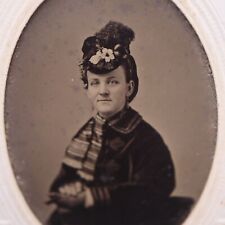 Antique Tintype Photo of Beautiful Young Woman High Victorian Fashion picture