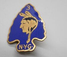 WWII 3rd Regiment New York State Guard DI Unit Crest Pin RARE SCREW BACK picture