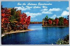 Wisconsin WI - Three Lakes, Beautiful Vacation Fun Spot - Vintage Postcards picture