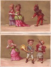 1800's Victorian Card Lot -Reflective Gold Devil Suit Tuba Player Drummer - En-2 picture