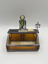 Vtg CARL GOELLER Handmade Stained Glass “Lawyer” Business Cards Holder picture