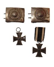 2 WW1 GERMAN IMPERIAL ARMY SOLIDERS IRON CROSS 2ND CLASS & 2 Belt Buckles  picture