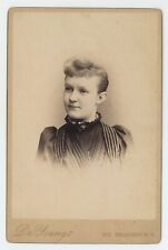 Antique Circa 1880s Cabinet Card Beautiful Young Woman Black Dress New York, NY picture